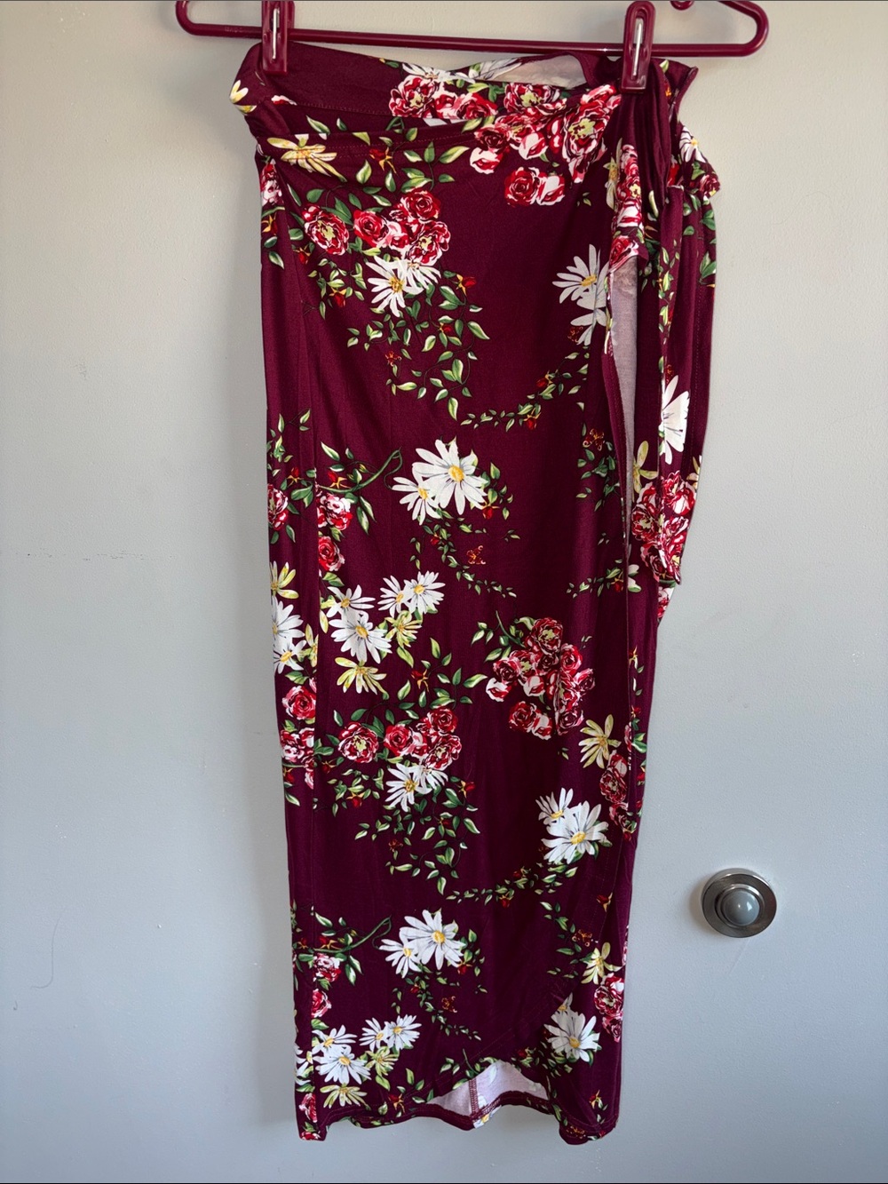 NEW! Witsmile Burgundy Floral Wrap Skirt